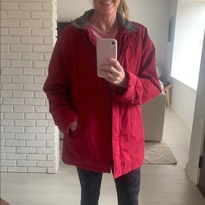 Red Barn Coat Mid-Thigh Length